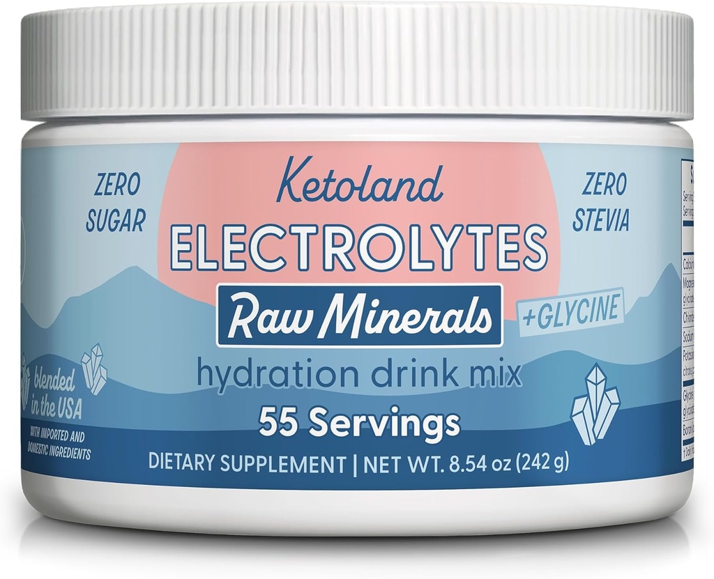 Minerales crudos + Glycine ← Electrolitos de Keto sin sabor Polvo Silencio No Sugar, Stevia o Fillers