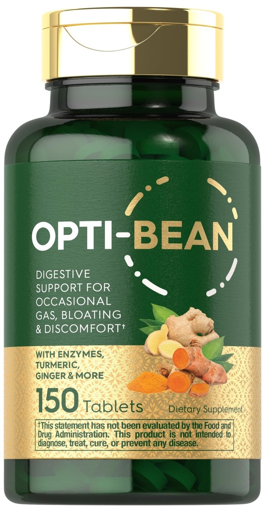Carlyle Opti-Bean ← 150 Tablets ← Apoyo Digestivo  Gas, Bloating " Discomfort Enzyme Blend ← Vegetarian, Non-GMO " Gluten Free Supplement