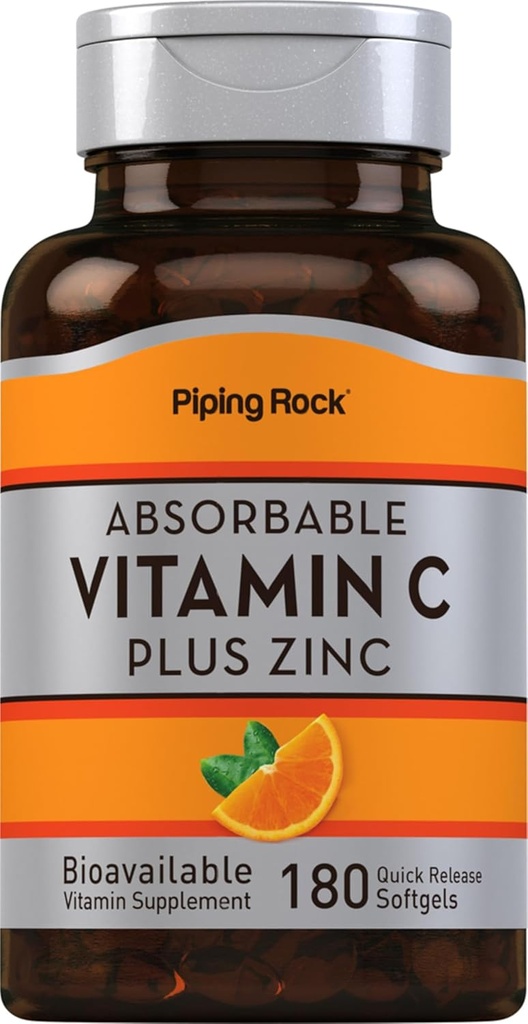 Vitamina Absorbable C Plus Zinc, 180 Quick Release Softgels