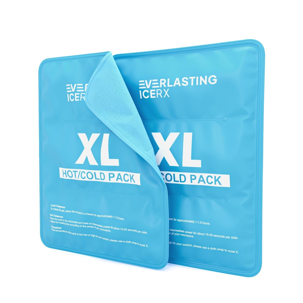 Paquete de hielo reutilizable para lesiones Ø 11" x 14.5" - 2 Pack XL TENIDO Hot &amp; Cold Pack TENIDO Gran paquete de hielo para el alivio de dolor de espalda, Soft Ice Packs Reutilizable, flexible cuando congelado