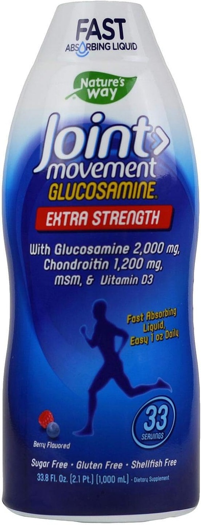 Camino de la Naturaleza Movimiento Conjunto de Fuerza Extra Glucosamina Natural Berry Flavor 33.8 fl oz ea (2-Pack)