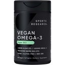 Sports Research Vegan Omega-3 Fish Oil Alternative from Algae Oil - Highest Levels of Vegan DHA &amp; EPA Fatty Acids ¦ Non-GMO Tested & Vegan Certified - 60 Veggie Softgels (Carrageenan Free)