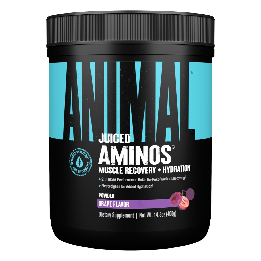 Animal Juiced Amino Acids - BCAA Powder EAA Matrix Plus Hidratación con electrolitos y sal marina Recuperación de cualquier momento y rendimiento mejorado, Flavor de uva de uva, 30 Servimientos