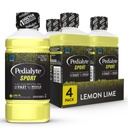 Pedialyte Sport Electrolyte Drink, Fast Hydration with 5 Key Electrolytes for Muscle Support Antes, Durante, " After Exercise, Lemon Lime, 1 Liter, Pack of 4