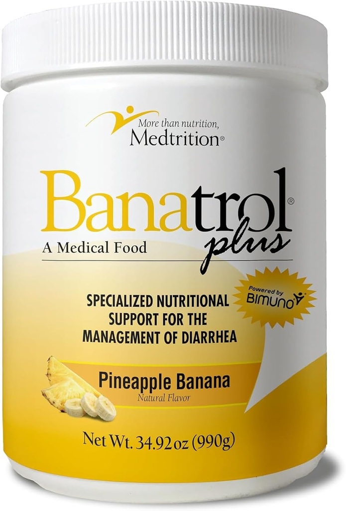 Medtrition Banatrol® Natural Anti-Diarreica con Prebióticos, Alivio de la Diarrea Crónica, IBS, Diarrea recurrente, Alimentos Médicos con Apoyo Clínica, No Constipantes 90 Servimientos (Pineapple)