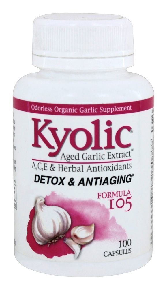 Extracto de ajo envejecido Kyolic Fórmula 105, Detox y Anti-Aging, 100 cápsulas (Paquete mayo Vary)