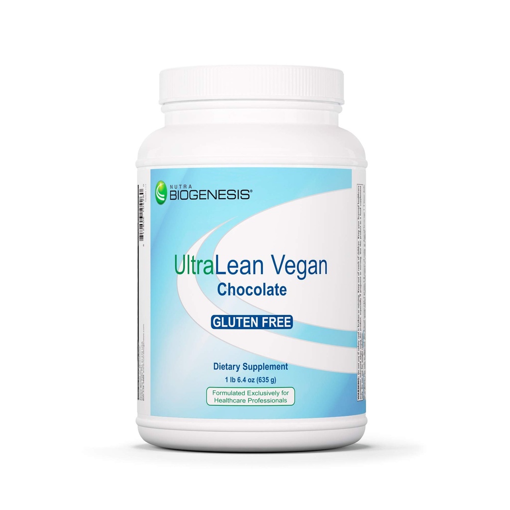 Nutra BioGenesis Polvo Proteína de Chocolate UltraLean Vegan - Polvo Proteína de Proteína con base vegetal para hombres y mujeres, Proteína de Pea Libre de Lactosa para el apoyo muscular con micronutrientes & vitaminas - 1 libras 5,4 oz (635 g)