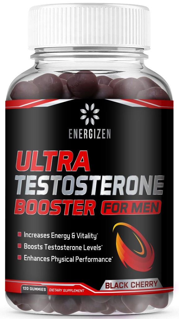 8in1 Booster de Testosterona para Hombres con Tongkat Ali, Fenugreek, Ashwagandha y Magnesium - Mejorar el Libido & Saldo Hormonal, No GMO Hecho en los EE.UU., Cereza Negra, 120 Condes Gummies para Hombres