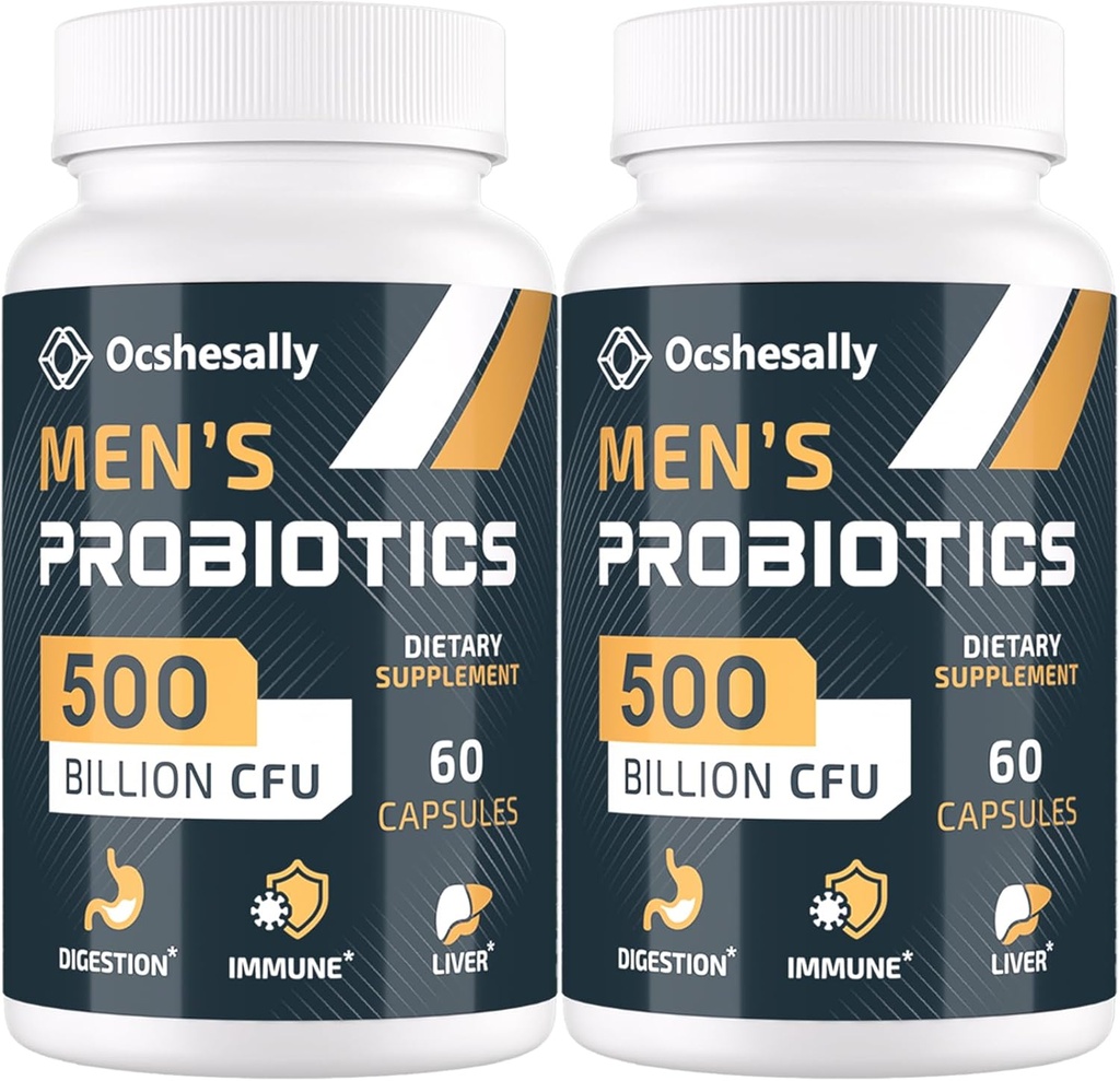 Probióticos para Hombres, 500 millones de UC &amp; 12 Estrechos Probiótico para Hombres, con Turmérico, Arándano, Goji - Probióticos para la Salud Digestiva, Gut, Immune &amp; Bloating, Prostate &amp; Urinary Tract Health, 120 cápsulas