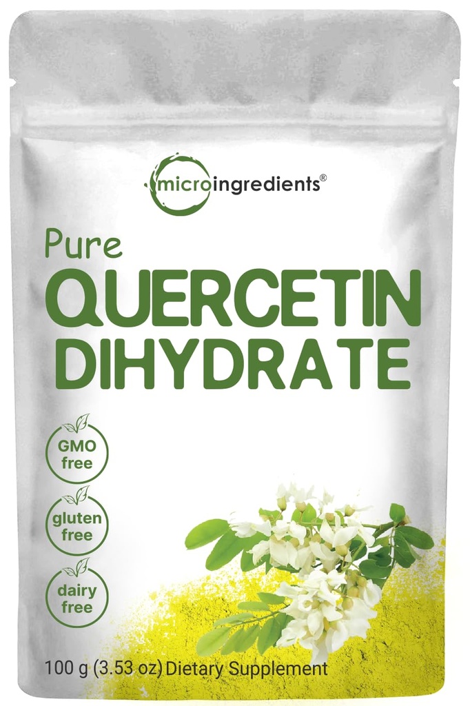 Pure Quercetin Dihydrate Powder, Quercetin 500mg Por Serving, 100 Grams, Most Bioavailable Grade and Filler Free, Powerful Antioxidant Supports Energy, Immune System , No GMOs y Vegan