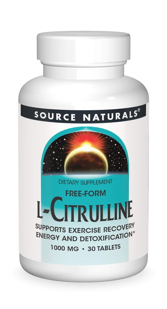 Fuente Naturals L-Citrulline - Apoyos Ejercicio Recuperación, Energía y Detoxificación*, 1.000 mg - 30 Tabletas