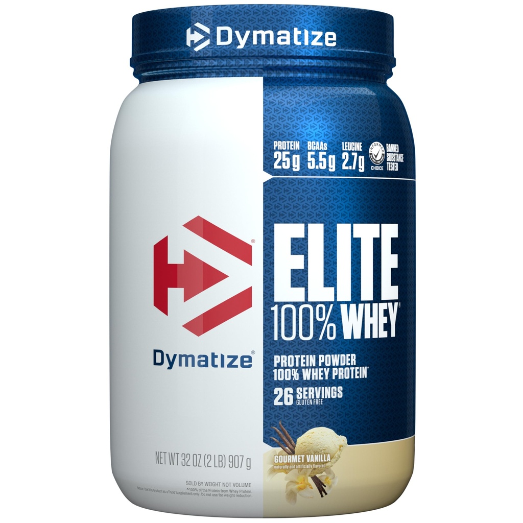Dymatize Elite 100% Whey Protein Supplement Powder, Pre and Post Workout Protein Powder, 2 lbs, 907 gm, Gourment Vanilla
