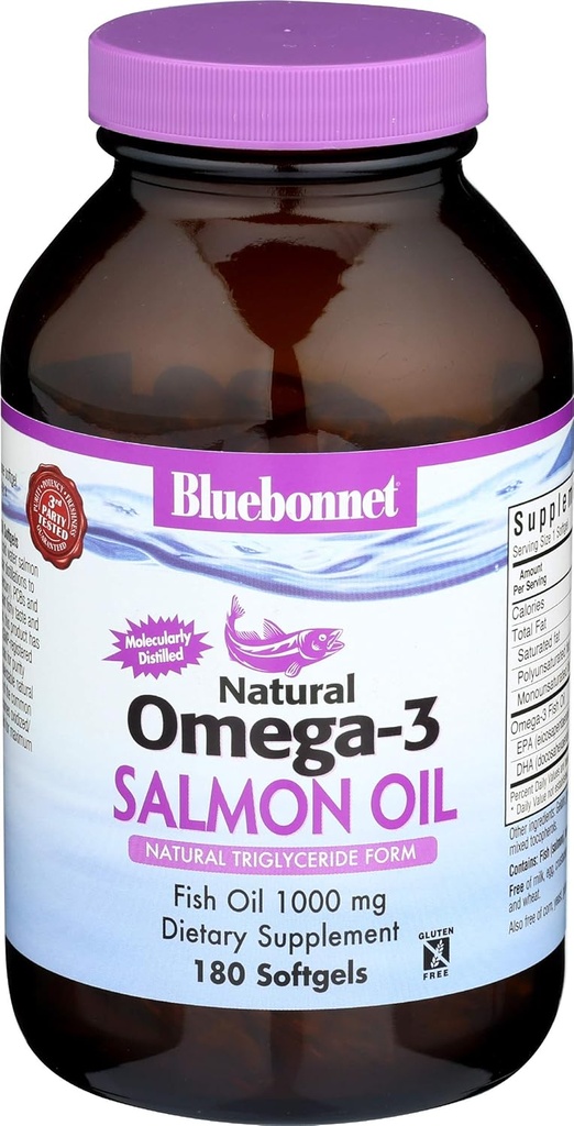 Omega-3 (Aceite de Salmón) 180 SoftGels, 1000 mg - Bluebonnet