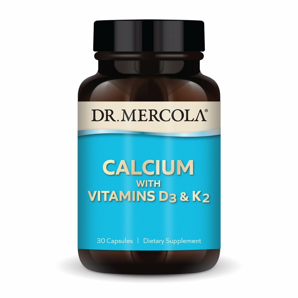 Dr. Mercola Calcium with Vitamins D3 & K2 - Supports Bone & Heart Health* - Calcium with Vitamins D3 & K2 - Eggshell-Derived - Non-GMO, Gluten-Free &amp; Soy Free - 30 Capsules (30 Servings)