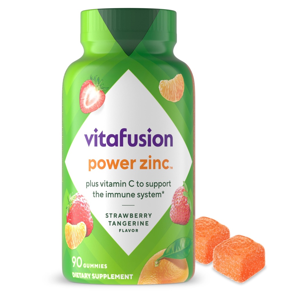 Vitafusion Power Zinc Gummy Vitaminas, Strawberry Tangerine Flavored Immune Support (1), 90 Conde