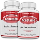 Píldoras de acné 2 Pack 120 Píldoras- Suplementos de vitamina para brotes de acné- Tabletas de grano hormonales para limpiar la piel de aceite para mujeres, hombres, adolescentes y adultos