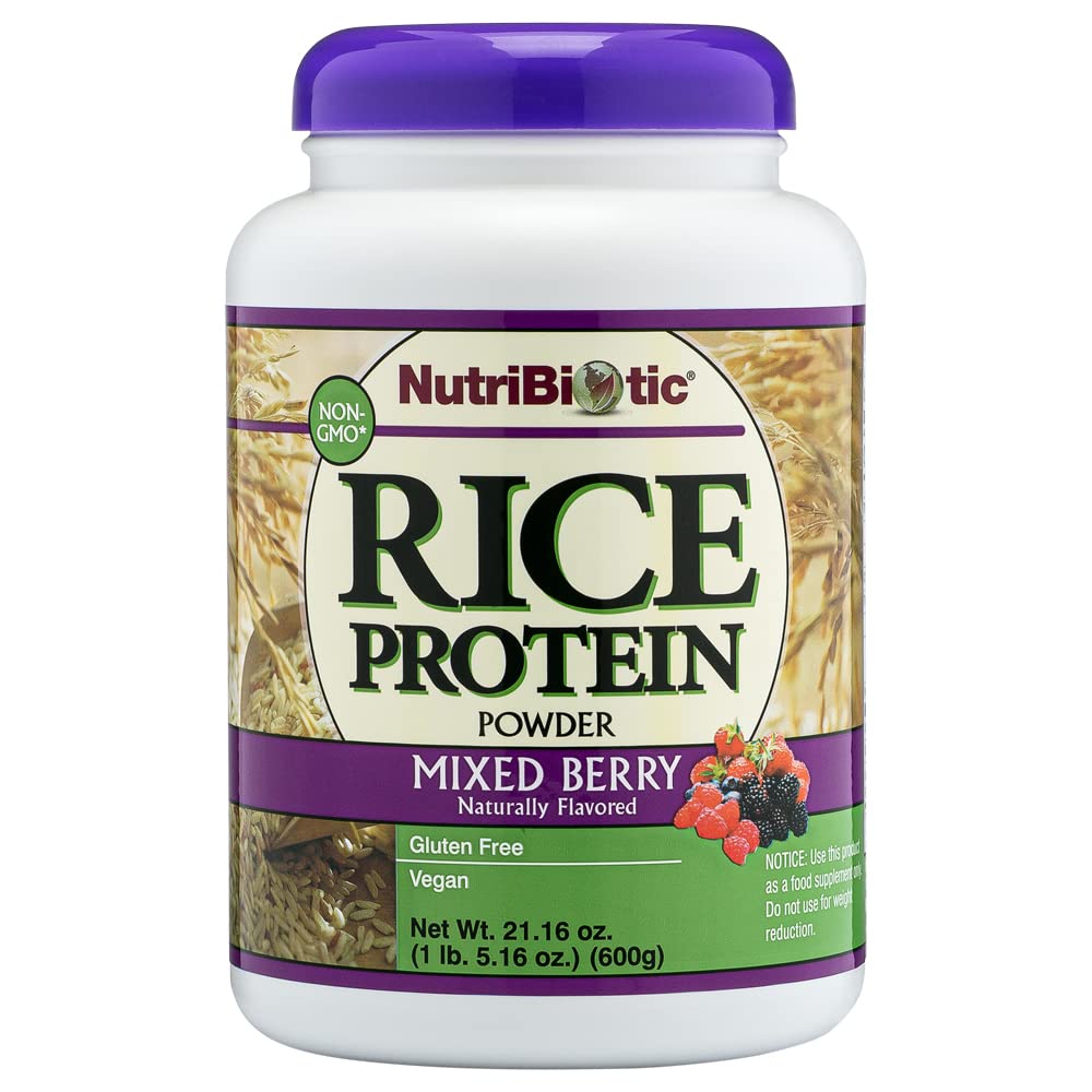NutriBiotic – Mixed Berry Rice Protein, 1 Lb 5 Oz (600g) peru Low Carb, Keto-Friendly, Vegan, Raw Protein Powder Ø Grown & procesado sin productos químicos, transgénicos o gluten TEN Fácil de digerir " Nutrient-Rich