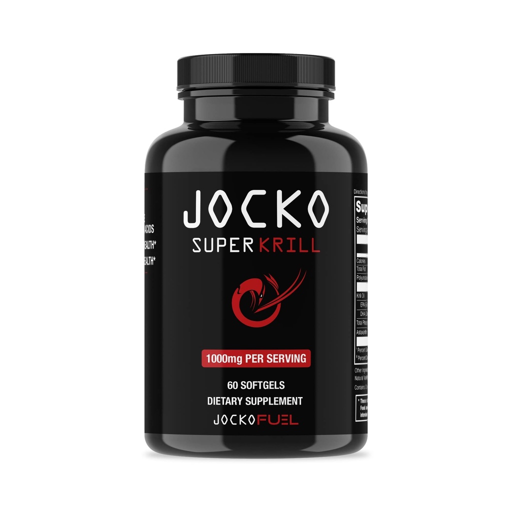 Jocko Fuel Antártico Krill Oil Omega 3 Fatty Acid Suplementos DHA &amp; EPA - 1000mg Softgels - Soportes Conjuntos, Movilidad & Función Mental (60 Softgels)