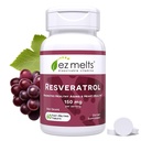 EZ Melts Resveratrol Dissolvable Suplemento 150 mg, sin azúcar, 1 mes de suministro - 1 paquete