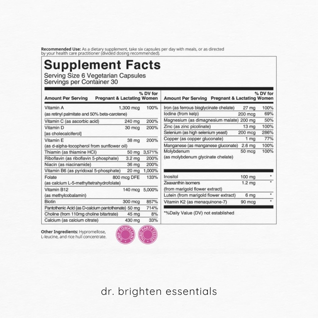 Dr. Brighten Prenatal Plus y Women's Probiotic Pregnancy Support Bundle - Vitaminas, Minerales, Probióticos, Prebióticos y Antioxidantes para Madres embarazadas o de Enfermería, No Gluten