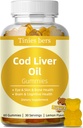 Cod Liver Oil Gummies 1000mg, Azúcar Gratis para Adultos &amp; Niños, Omega-3s &amp; Vitamin A implicaD para Cerebro, Cognitivo, Corazón &amp; Ojo, Bone Health, Gluten Free, Non GMO, Pectin, 60