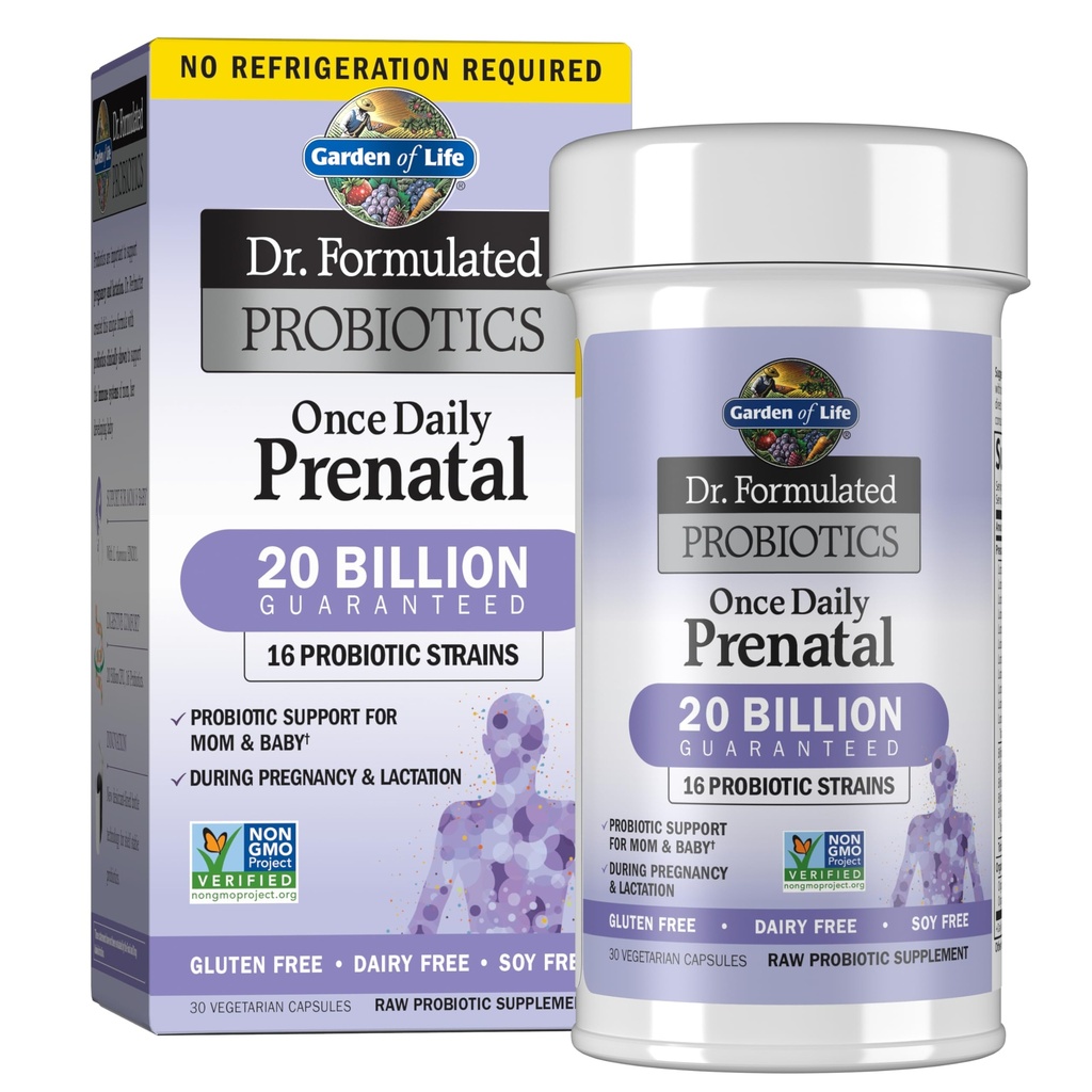 Jardín de la vida Dr. Probióticos Fórmidos Una vez Prenatal Diario - Acidophilus y Bifidobacteria Apoyo Probiótico para mamá y bebé – Establo Stable - Gluten, lácteos y libre de soya - 30 cápsulas vegetarianas