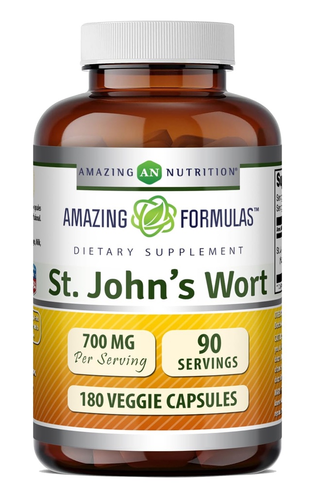 Increíbles Fórmulas Suplemento de San Juan (Extracto de Perforatum) Silencio 700 Mg por Serving Silencio Veggie Capsules ANTE Gluten Gratis ← No-GMO Silencioso Hecho en EE.UU. (1 Pack 180 Cuenta)