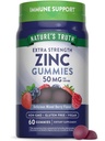La verdad de la naturaleza Zinc Gummies for Adults TEN 50 mg TENED 60 Conde TENGA Vegan, No GMO &amp; Gluten Free Extra Strength Supplement ANTE Mixed Berry Flavor