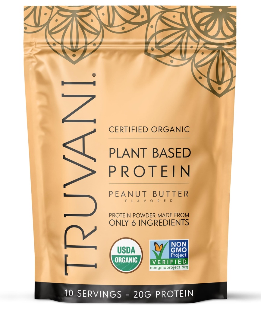 Truvani Vegan Pea Protein Powder ← Mantequilla de maní Silencio 20g Orgánica Proteína basada en plantas Silenciosos 10 Sirviendo a la vida Keto ← Gluten " Dairy Free ← Carb bajo Silencio No Añadido Sugar