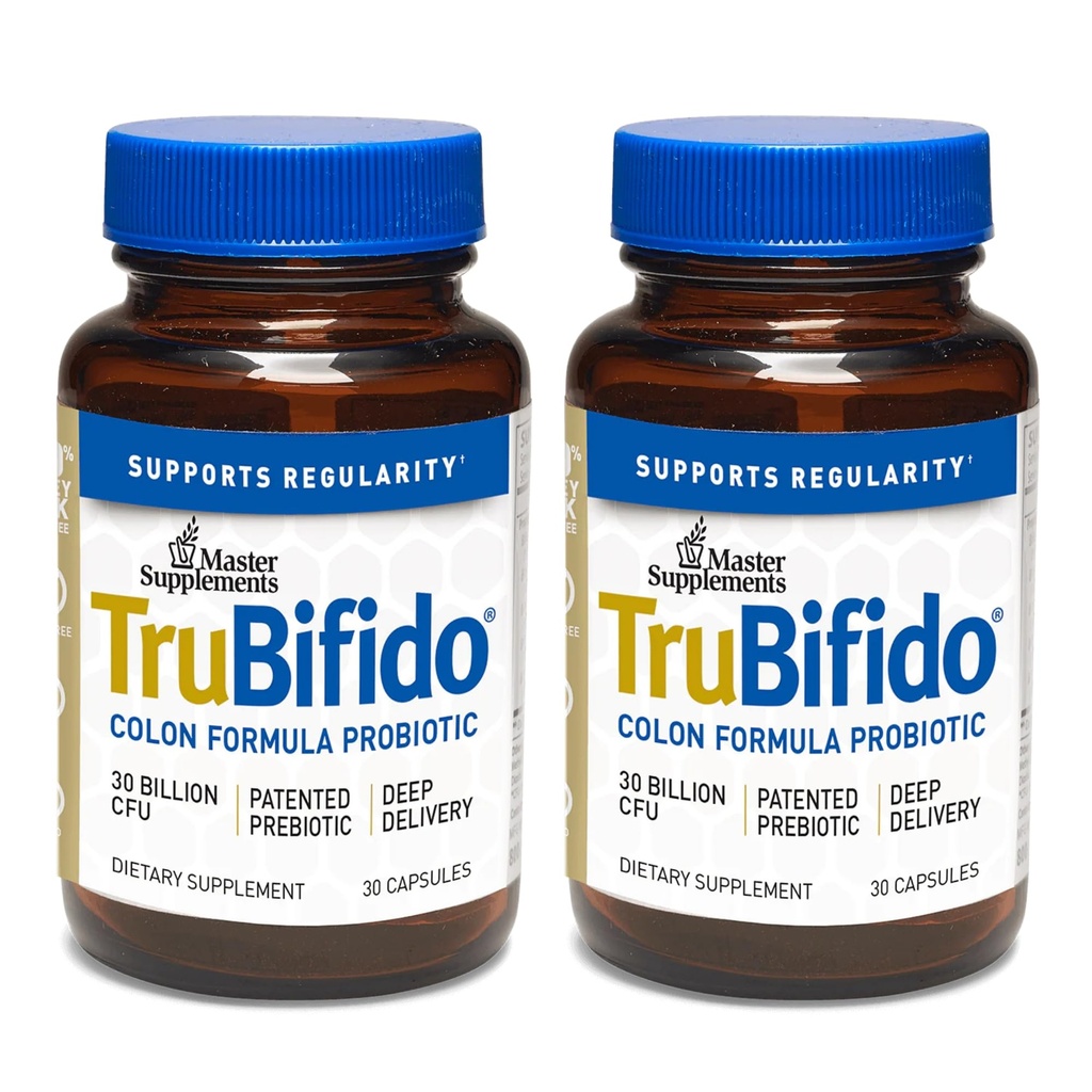 Suplementos Maestros TruBifido - 30 cápsulas, paquete de 2 - Probiótico potente para la salud fría & energía - Booster inmune, soporta la regularidad - Gluten Gratis - 60 servicios totales
