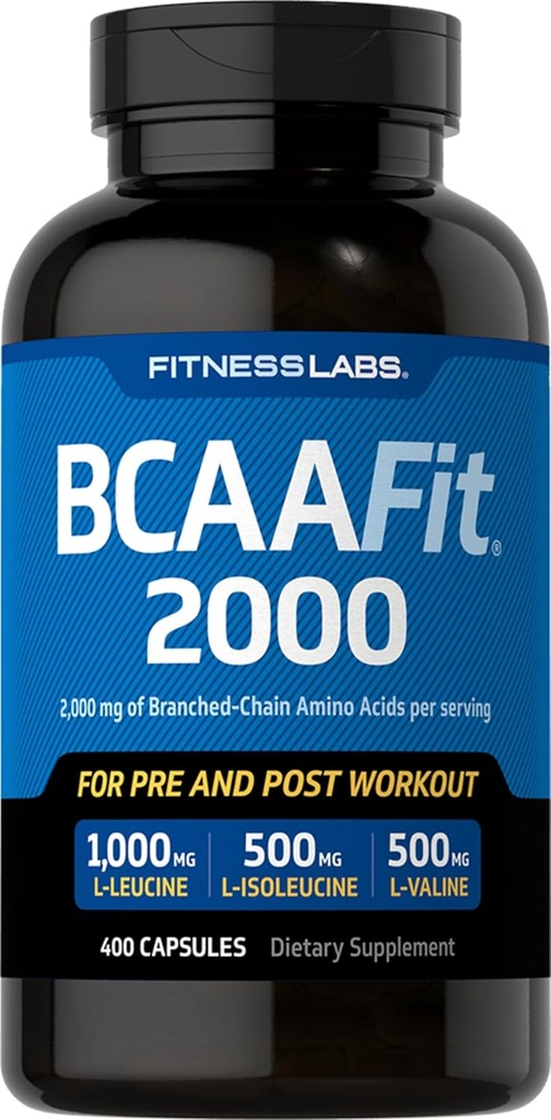 Laboratorios de fitness BCAAFit 2000 - Aminoácidos de cadena ramificados para el crecimiento muscular y la recuperación* (400 cápsulas)