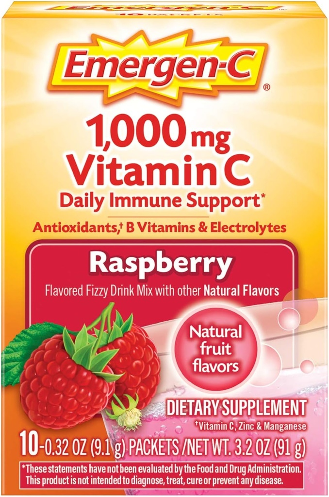 Suplemento dietético Emergen-C con pólvora de vitamina C de 1000 mg