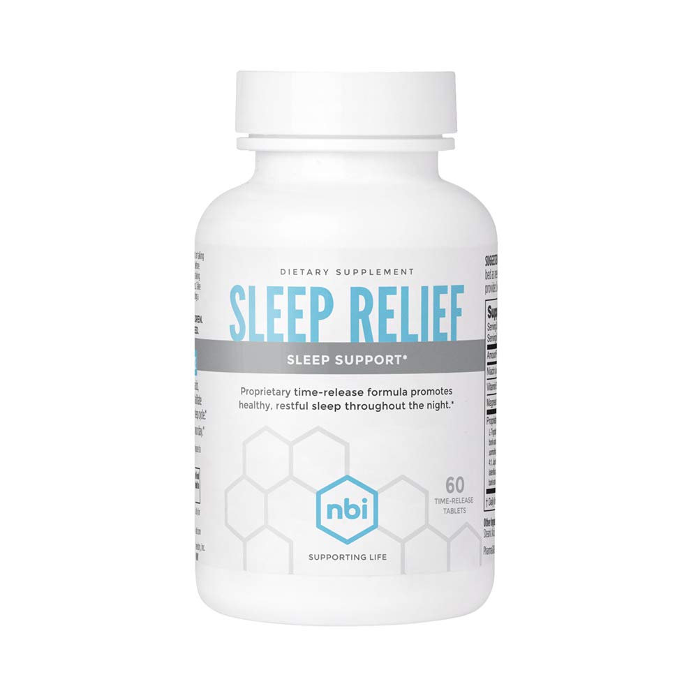 NBI Sleep Relief Melatonin Natural Fórmula ANTE Soothing Bedtime Suplemento  vírgenes Sleep Support with Magnesium and L-Theanine ← 60ct Tablets