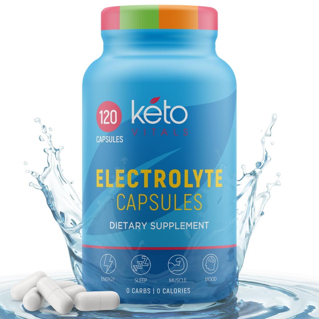 Keto Vitals Electrolyte Capsules  The Original Keto Electrolyte Pills Supplement  Salt Electrolyte Tablets for Hydration ANTE Calorie-Free ANTE Carb-Free KetoVitals Electrolyte Capsules