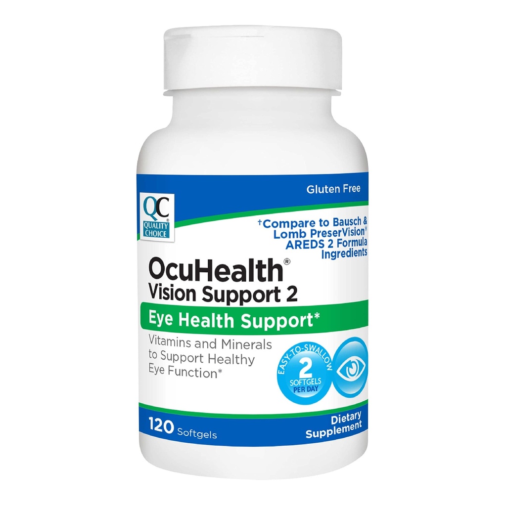 Calidad Escoge Ocuhealth, Salud Ocular Visión Soporte 2 Vitamina &amp; Suplemento Mineral Softgels, 120 Botellas Cuenta