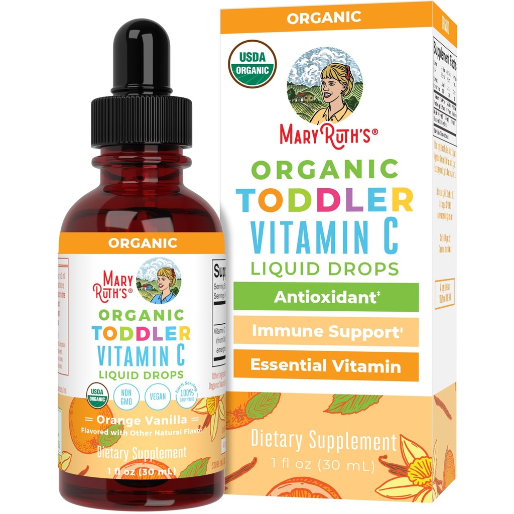 Las gotas ecológicas de vitamina C para la inmunidad TENIDO Edades 1-3 Años TENIDO 15 mg Por Serving TENIDO Vitamina C para el apoyo inmunitario " Salud general ANTE Vegan TENIDO GRATUITO ANTE Gluten Free ← Non-GMO ANTE 30 Servimientos