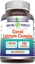 Increíbles Fórmulas Coral Complejo de Calcio Suplemento TENIDO 1000 Mg ANTE 200 Capsules Silencio No Gluten-Free TEN Made in USA