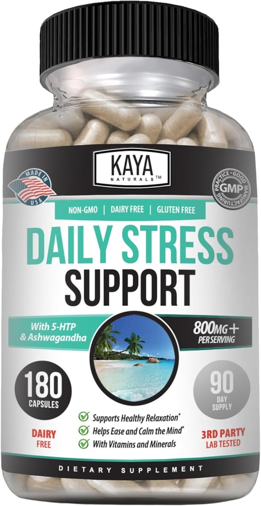 Kaya Naturals - Natural Herbal Support Suplemento de vitaminas están diseñados para ayudarle a encontrar equilibrio y relajación en su rutina diaria - Suplemento de vitamina - 180 cápsulas