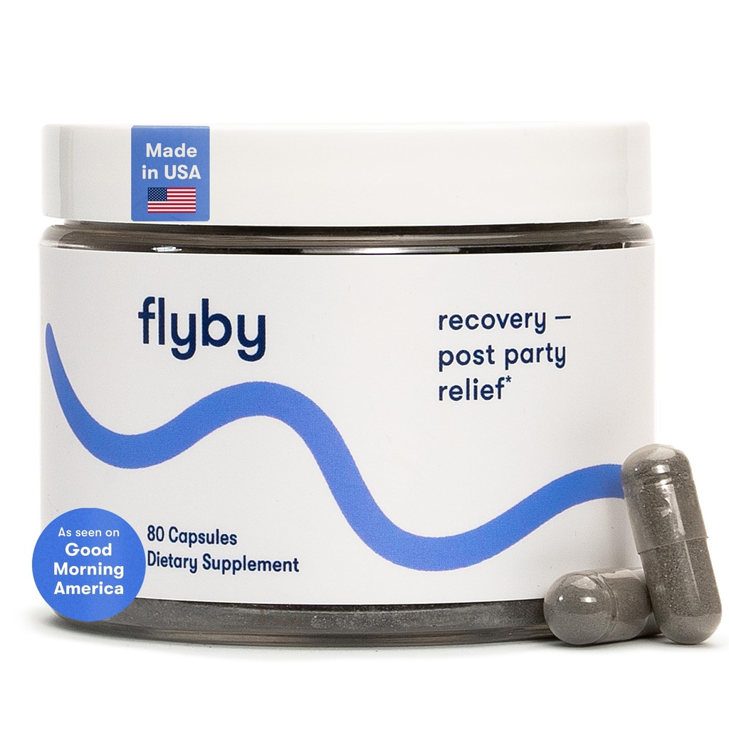 Suplemento de recuperación de Flyby - Todo el Colgante, Sin El Cambio!TM - con esteto de leche, vitamina C, carbón activado, y vinagre de la sidra de Apple - Pre " Post Drinking Formula (80 Conde)