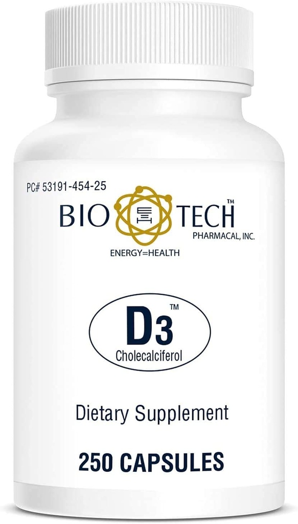 Bio-Tech Pharmacal Vitamina D3 (D3 1k UI, 250 Cuenta)