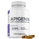 Suplemento avanzado de apigenina con resveratrol para la biodisponibilidad superior – 50 mg de apigenina para el sueño sin melatonina- Complementos Threonate de magnesio, L Theanine- 120 capsules, Vegan Friendly