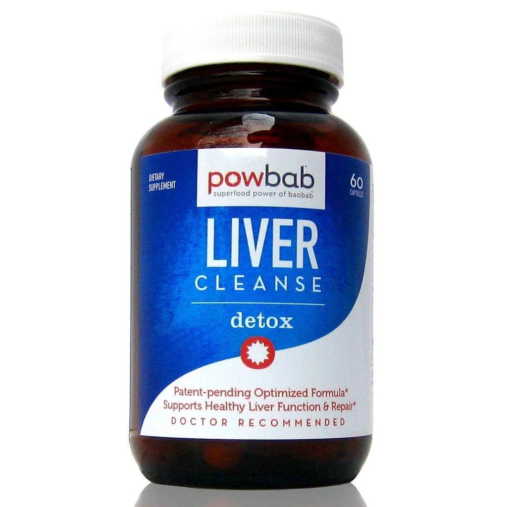 powbab Liver Cleanse Detox. #1 Patent-Pending Optimized Repair Formula. Liver Md Focus Research with Organic Baobab, Beet Root Powder, and Goji. Beats Milk Thistle Silymarin &amp; Dandelion (60 Capsules)
