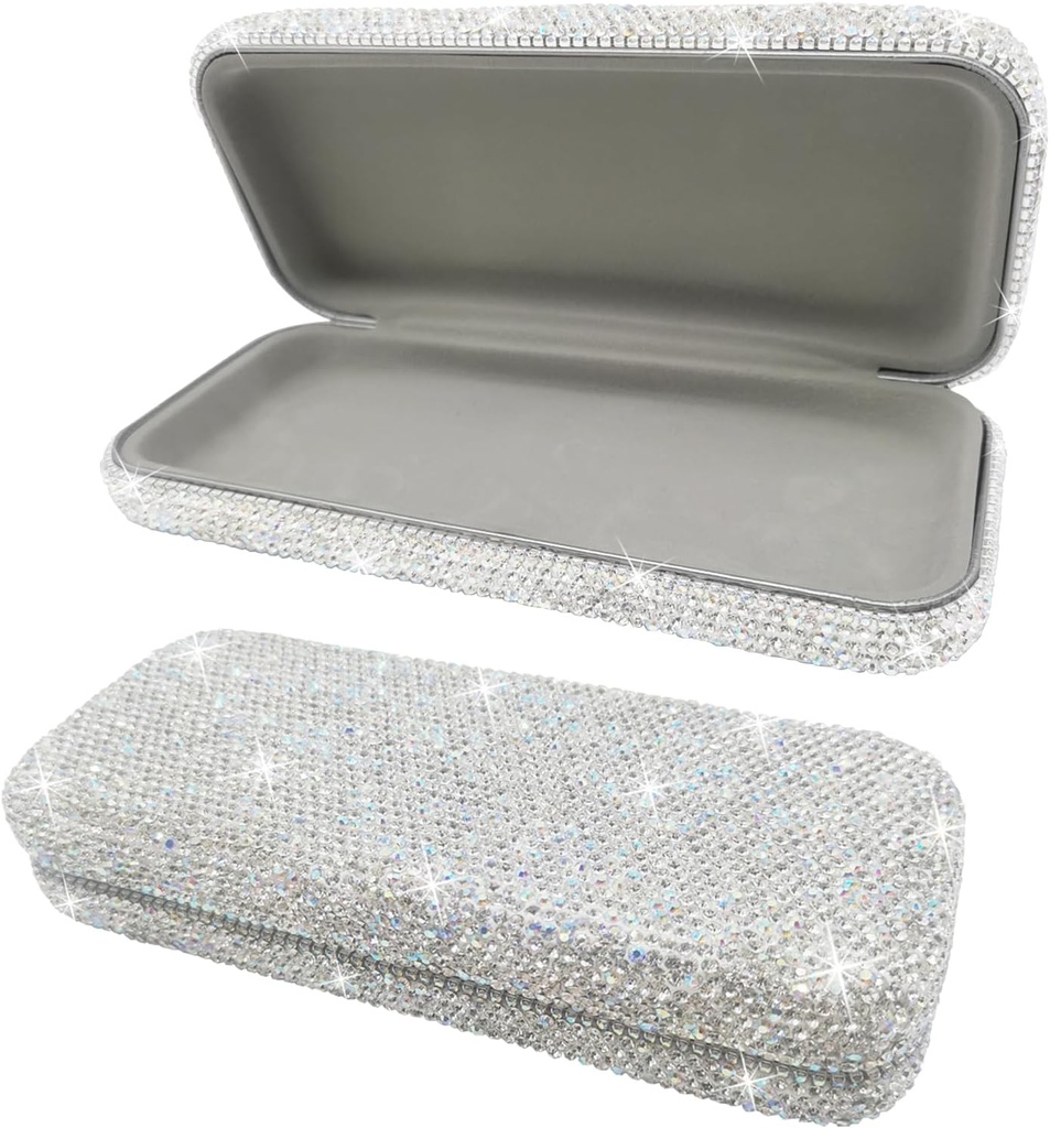 [BRSRO2QBO4BQYDQZ] Gafas de sol Caja,Shiny Diamond Sunglasses Caja fuerte de cristales caso, caja de cristal de piedra brillante para mujeres