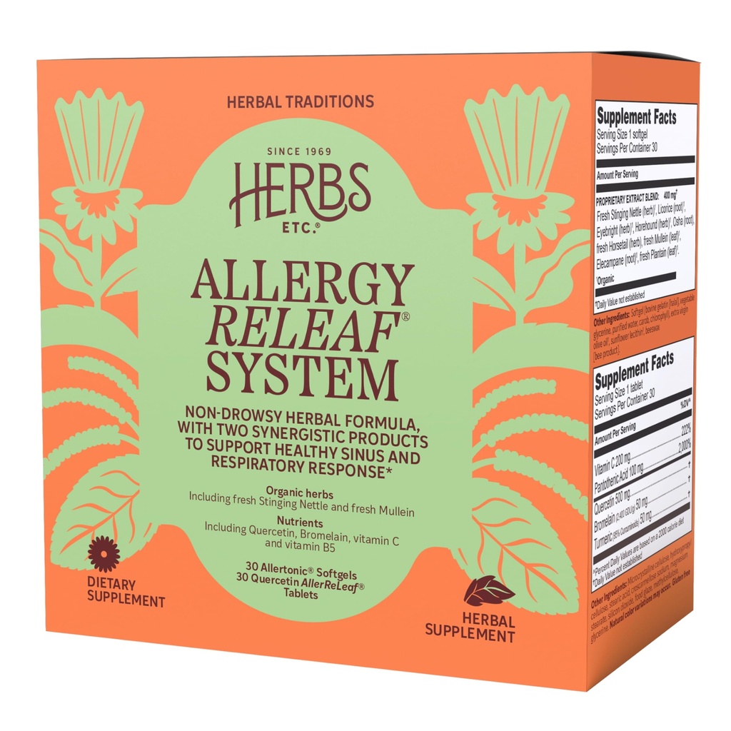 Herbs, Etc. Allergy ReLeaf System - Suplemento de incomodidad estacional - Proporciona soporte para el estornudo " Ojos picantes - soporta la función del sinus - 30 Softgels (30 Servimientos)