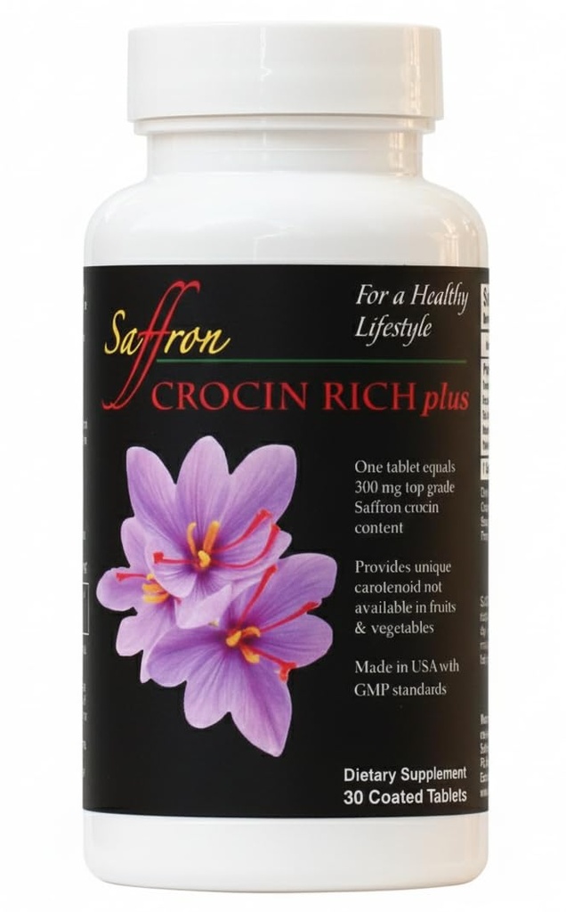 CROCIN RICH Plus – Suplemento de apoyo al cerebro y la memoria con 25 mg de alta pureza Crocin, la composición clínicamente estudiada detrás de los beneficios de salud de Saffron ¦ Focus, Mood, Sleep &amp; Vitality Formula – 30 Tablets