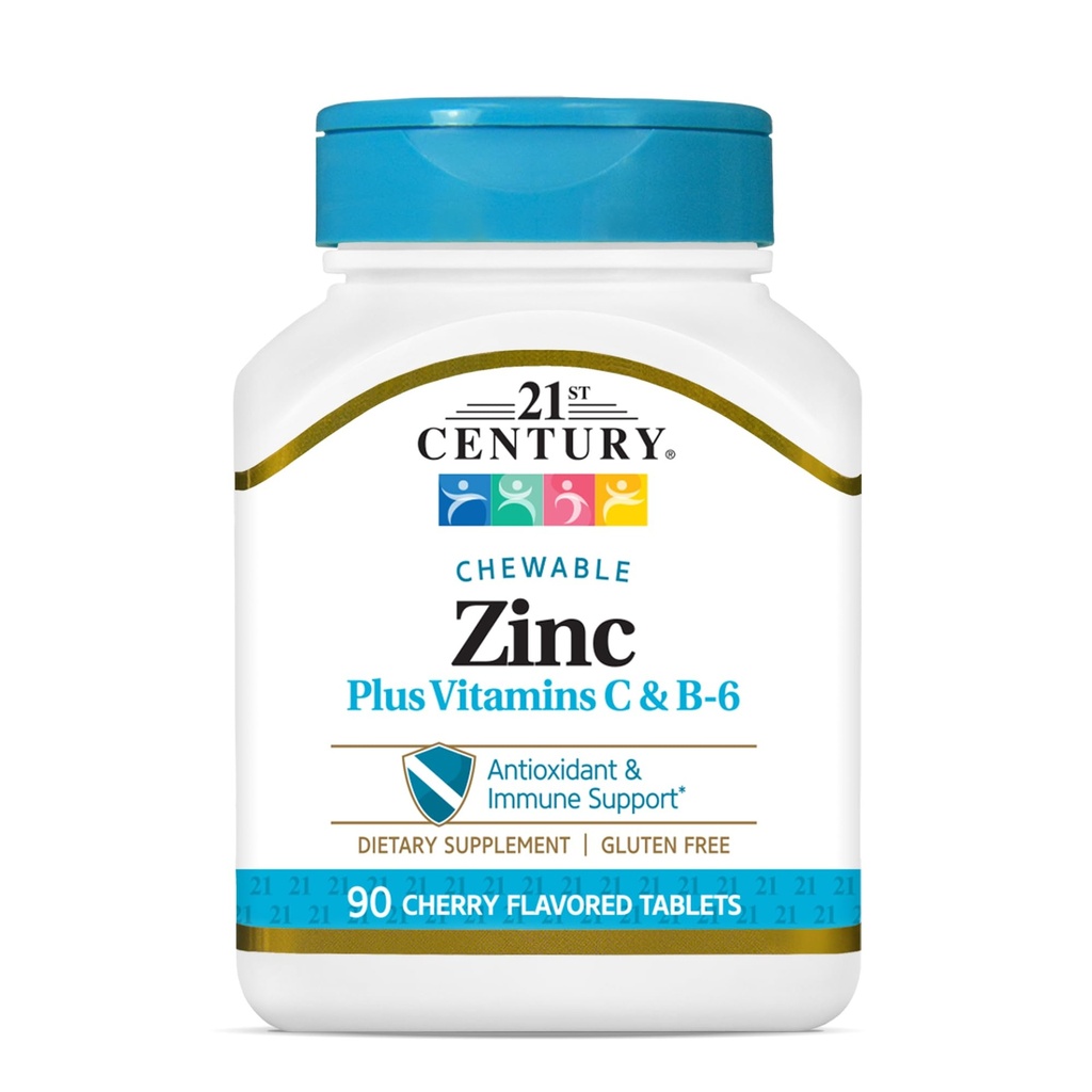 21st Century Zinc Chewable Withc &amp; B6 - Cereza, 90 Cuenta