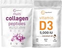 Micro Ingredientes Multi Collagen Protein Powder 2lbs & Vitamina D3 5,000 IU Bundle Pack ← Peptides Collagen Grass-Fed