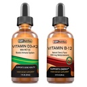 SBR Nutrition D3+K2 y B12 Bundle Vitamin D3K2 (MK7) Liquid Drops, Peppermint 1oz ← Vitamina B-12 3000mcg Liquid Drops, 2oz  durable for Adults &amp; Kids ← Non-GMO, Gluten Free