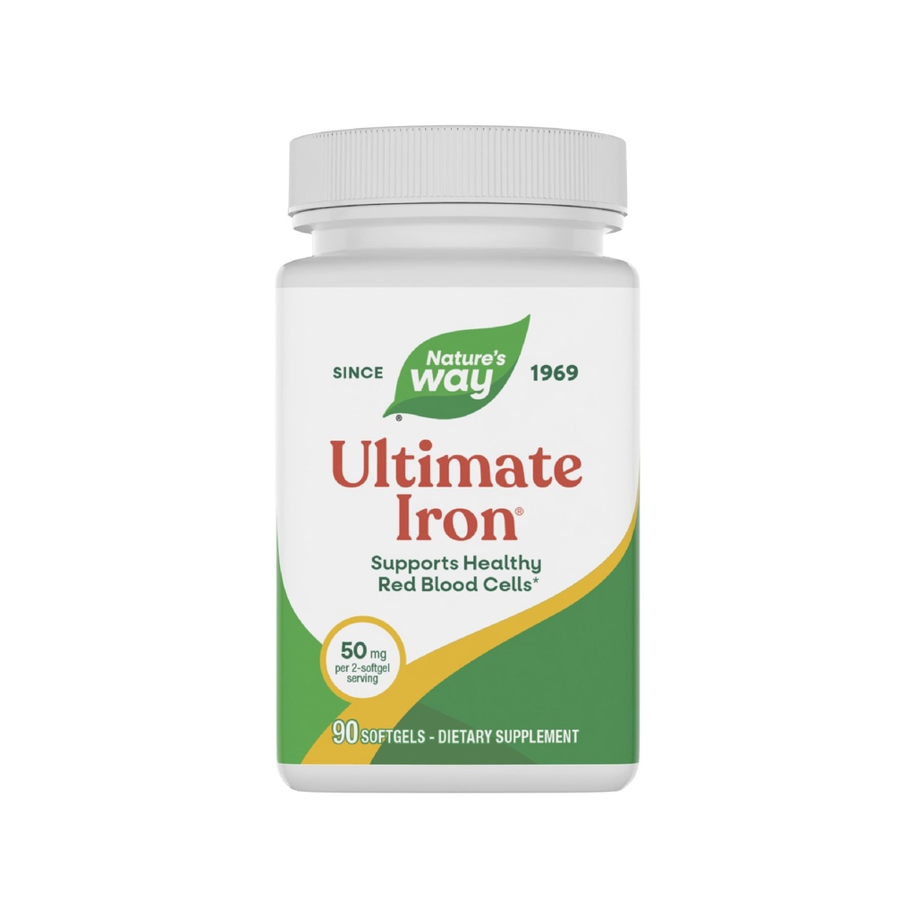 Way Ultimate Iron de la naturaleza, soporta células sanas de sangre roja*, soporta producción celular de energía*, 50 mg por 2-Softgel Serving, Gluten-Free, 90 Softgels (Packaging May Vary)