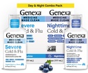 Genexa Clean Cold " Flu Daytime + Nighttime Severe Relief, Dye Free, 0% Artificial Additives, Acetaminophen Fever Reducer, Tos Suppressant, Antihistamine, Organic Blueberry Flavor, 12 fl oz (2 pack)